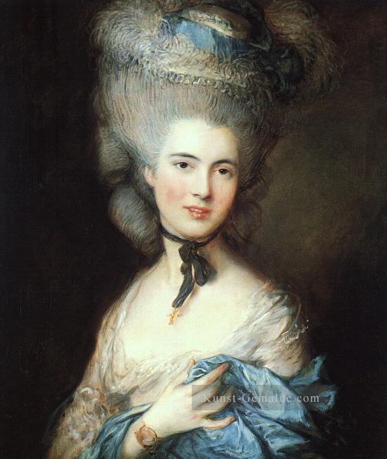 Porträt einer Dame in blau Thomas Gains Ölgemälde